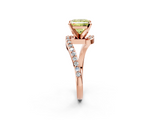 Rose gold Fancy Yellow Princess  Solitaire Twist Band with Pave Set Diamonds and Four-Prong Setting_2