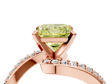 Rose gold Fancy Yellow Princess  Solitaire Twist Band with Pave Set Diamonds and Four-Prong Setting_4