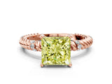 Rose gold Fancy Yellow Princess  Solitaire Twisted Band Prong Set Engagement Ring_33
