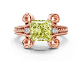 Rose gold Fancy Yellow Princess  Solitaire Twisted Band Scroll Prong Ring_3