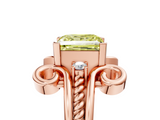 Rose gold Fancy Yellow Princess  Solitaire Twisted Band Scroll Prong Ring_8