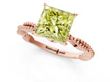 Rose gold Fancy Yellow Princess  Solitaire Twisted Band with Bead Prong Setting_30