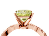 Rose gold Fancy Yellow Princess  Solitaire Twisted Band with Bead Prong Setting_33