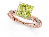 Rose gold Fancy Yellow Princess  Solitaire Twisted Band with Pavé Accents and Four-Prong Setting_1
