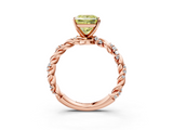 Rose gold Fancy Yellow Princess  Solitaire Twisted Band with Pavé Accents and Four-Prong Setting_3