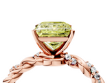 Rose gold Fancy Yellow Princess  Solitaire Twisted Band with Pavé Accents and Four-Prong Setting_4