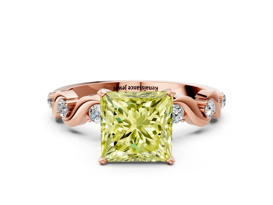 Rose gold Fancy Yellow Princess  Solitaire Twisted Band with Prong Setting 1