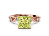 Rose gold Fancy Yellow Princess  Solitaire Twisted Band with Prong Setting 1