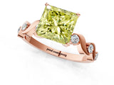 Rose gold Fancy Yellow Princess  Solitaire Twisted Band with Prong Setting 2