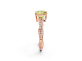Rose gold Fancy Yellow Princess  Solitaire Twisted Pave Diamond Ring with Four-Prong Setting_117
