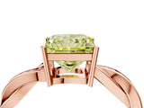 Rose gold Fancy Yellow Princess  Solitaire Twisted Pave Diamond Ring with Four-Prong Setting_119