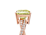 Rose gold Fancy Yellow Princess  Solitaire Twisted Pave Diamond Ring with Four-Prong Setting_120
