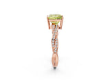 Rose gold Fancy Yellow Princess  Solitaire Twisted Pave Diamond Ring with Four-Prong Setting_14