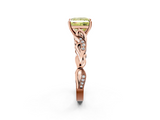 Rose gold Fancy Yellow Princess  Solitaire Vine Band with Milgrain Prong Setting_5
