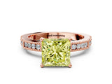 Rose gold Fancy Yellow Princess  Solitaire with Pavé Band and Four-Prong Setting_29