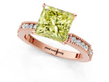 Rose gold Fancy Yellow Princess  Solitaire with Pavé Band and Four-Prong Setting_30