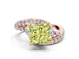 Rose gold Fancy Yellow Princess  Solitaire with Pavé Twist Band and Four-Prong Setting