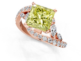 Rose gold Fancy Yellow Princess  Solitaire with Pavé Twist Band and Four-Prong Setting_1