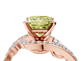 Rose gold Fancy Yellow Princess  Solitaire with Pavé Twist Band and Four-Prong Setting_4