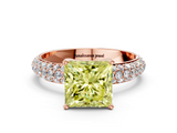 Rose gold Fancy Yellow Princess  Solitaire with Pave Band and Four-Prong Setting_3