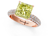 Rose gold Fancy Yellow Princess  Solitaire with Pave Band and Four-Prong Setting_4