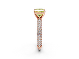 Rose gold Fancy Yellow Princess  Solitaire with Pave Band and Four-Prong Setting_5