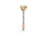 Rose gold Fancy Yellow Princess  Solitaire with Side Stones on a Pavé Band and Four-Prong Setting_2