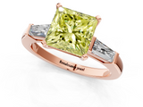 Rose gold Fancy Yellow Princess  Solitaire with Tapered Baguette Side Stones on a Classic Band with Four-Prong Setting_1