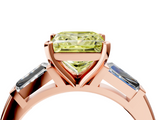 Rose gold Fancy Yellow Princess  Solitaire with Tapered Baguette Side Stones on a Classic Band with Four-Prong Setting_4