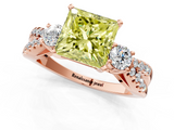 Rose gold Fancy Yellow Princess  Three-Stone Diamond Ring with Pavé Split Shank and Four-Prong Setting_1
