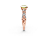 Rose gold Fancy Yellow Princess  Three-Stone Diamond Ring with Pavé Split Shank and Four-Prong Setting_2
