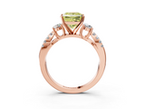 Rose gold Fancy Yellow Princess  Three-Stone Diamond Ring with Pavé Split Shank and Four-Prong Setting_3