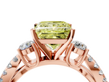 Rose gold Fancy Yellow Princess  Three-Stone Diamond Ring with Pavé Split Shank and Four-Prong Setting_4