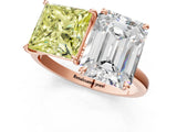 Rose gold Fancy Yellow Princess  and Emerald Cut Toi Moi Ring with Prong Setting_30