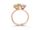 Rose gold Fancy Yellow Princess  and Emerald Cut Toi Moi Ring with Prong Setting_32