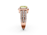 Rose gold Fancy Yellow Radiant -Cut Halo Diamond Ring with Split Shank and Four-Prong Setting_94