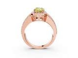 Rose gold Fancy Yellow Radiant -Cut Halo Diamond Ring with Split Shank and Four-Prong Setting_95