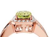 Rose gold Fancy Yellow Radiant -Cut Halo Diamond Ring with Split Shank and Four-Prong Setting_96