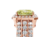 Rose gold Fancy Yellow Radiant -Cut Halo Diamond Ring with Split Shank and Four-Prong Setting_97