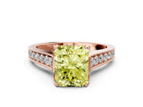 Rose gold Fancy Yellow Radiant  Brilliant Cut Diamond Engagement Ring with Pavé Band and Four-Prong Setting_49