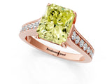 Rose gold Fancy Yellow Radiant  Brilliant Cut Diamond Engagement Ring with Pavé Band and Four-Prong Setting_50