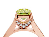 Rose gold Fancy Yellow Radiant  Brilliant Cut Diamond Engagement Ring with Pavé Band and Four-Prong Setting_53