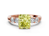 Rose gold Fancy Yellow Radiant  Brilliant Cut Diamond Five-Stone Prong Set Engagement Ring with Channel Band_3