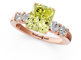 Rose gold Fancy Yellow Radiant  Brilliant Cut Diamond Five-Stone Prong Set Engagement Ring with Channel Band_4