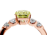Rose gold Fancy Yellow Radiant  Brilliant Cut Diamond Five-Stone Prong Set Engagement Ring with Channel Band_7