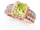 Rose gold Fancy Yellow Radiant  Brilliant Diamond Channel Set Wide Band Ring with Bezel Setting_21