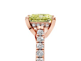 Rose gold Fancy Yellow Radiant  Brilliant Diamond Solitaire with Pavé Band and Four-Prong Setting 1