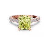 Rose gold Fancy Yellow Radiant  Brilliant Diamond Solitaire with Pavé Band and Four-Prong Setting 2