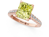 Rose gold Fancy Yellow Radiant  Brilliant Diamond Solitaire with Pavé Band and Four-Prong Setting 3