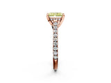 Rose gold Fancy Yellow Radiant  Brilliant Diamond Solitaire with Pavé Band and Four-Prong Setting 4